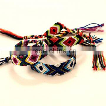 Hot Sale Whole Handmade Mix-Colour Diamond Pattern Cord Braided Charm Friendship Bracelet Quality Choice