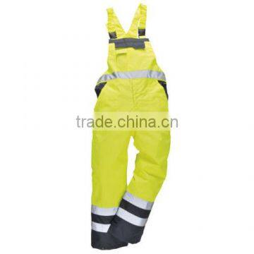 HIGH VIS WATERPROOF BIB & BRACE MOTORCYCLE DUNGAREES SAFETY WORK CLOTHES