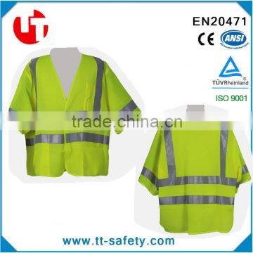 Wholesale Cheap High Visibility Fluorescent Yellow Breathable Work Shirt Reflective T-shir