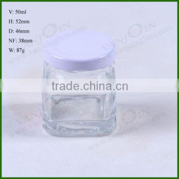 50ml Clear Square Glass Jar for Jam