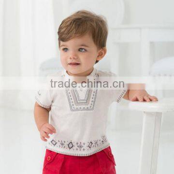 DB918 wholesale baby clothes dave bella 2014 spring 100% cotton printed babi outwear baby clothes baby T-shirt