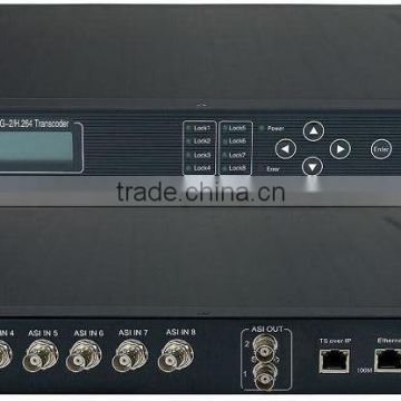 8in1 ASI MPEG-2 H.264 Transcoder ip encoder(8*ASI in,ASI+IP(1*MPTS/8*SPTS) out)