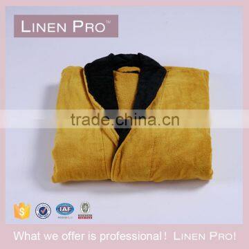 LinenPro Yarn Dyed Plush Shawl Robe Cheap Terry Bathrobe for Hotel