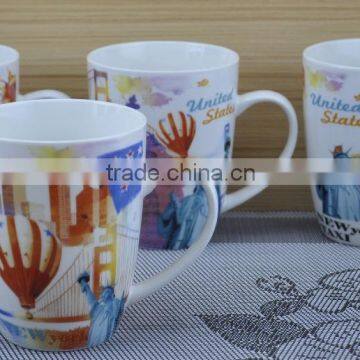 11OZ United States design full decal print coffee cups, shiny surface porcelain mug, KL5004-A421