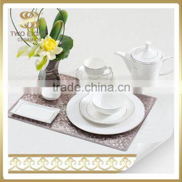 Silver rim dinner set made in china italian style dinnerware set