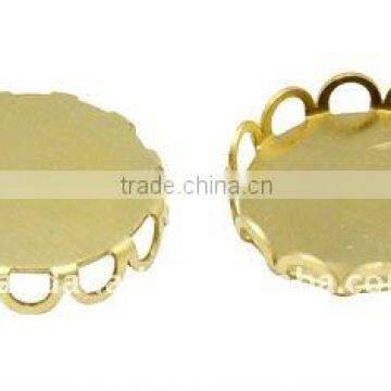 Brass Cabochon Settings, Flat Round, Unplated, about 12mm in diameter(KK-C1764-4-ZC)