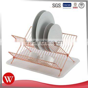 2-tier Foldable Copper Plated Metal Wire dish drainer dish rack dish holder