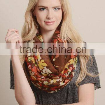 100% Polyester for girls Printed Fancy infinity scarf