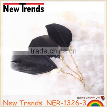 Long beautiful feather earrings for fashion lady