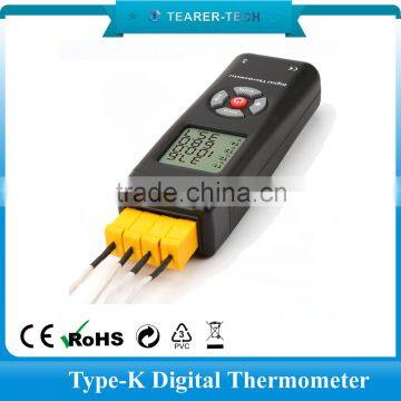 'digital thermometers with four Type K input and large LCD display TL-TK04