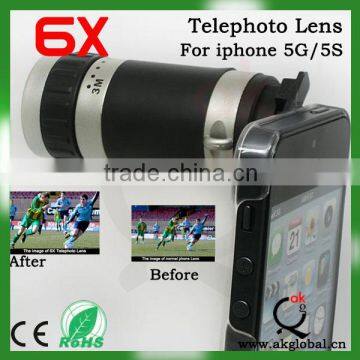 6X Zoom Mobile Phone Telescope lens + Crystal Case for iphone 5 5S