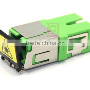 SC fiber adapter without flange green body with metal shutter