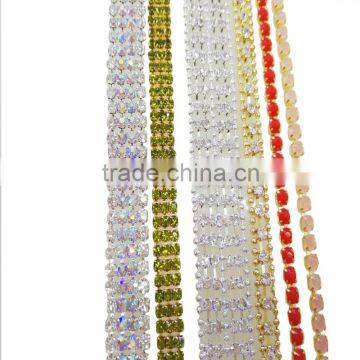 Wholesale Hot Glass Crystal Trimming Bling Cup Chain,Brass Claw Cup Chain Garment Accessories