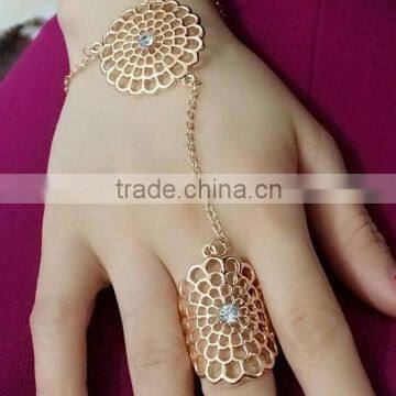 Latest Gold Finger Ring Designs Hollow Sun Shape Gold Women's Finger Ring Bracelet photo-4
