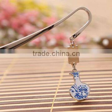 Metal Bookmarks With Customized Logo Chinese Style Blue and White Porcelain Bookmark Metal for Collection photo-3