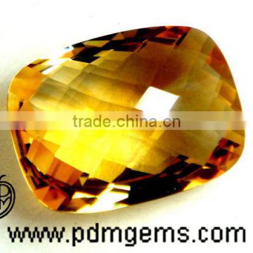 Citrine Semi Precious Gemstone Cushion Checker Briolette For Finger Gold Rings From Wholesaler