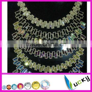 hot fix rhinestone trim motif design with shapes stone collar shapes