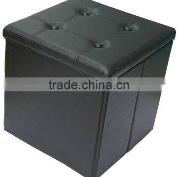 stronger!! Black foldable storage ottoman with buttons