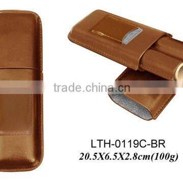 promotion item leather cigar case with cigar cutter