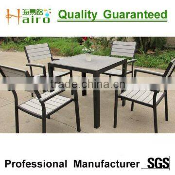 aluminum wood polywood dining table set