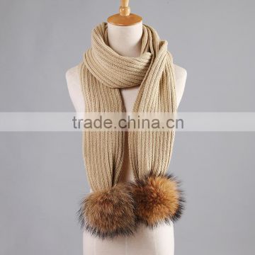 Winter knitted warm scarf with pomporn , more color choose