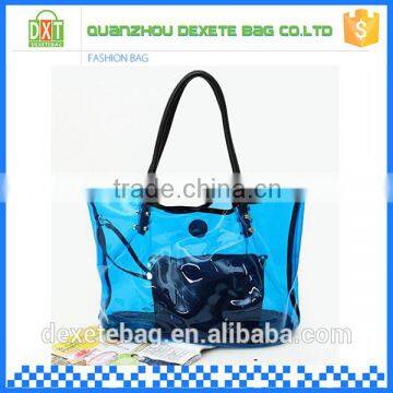 Factory price clear pvc waterproof tote bag with a removeable small bag