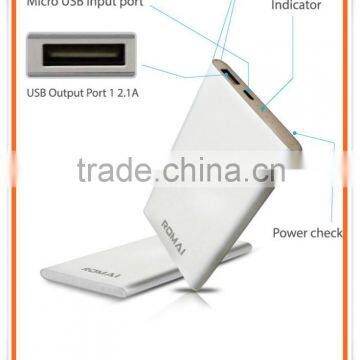 BEST SELLING!New product! Romai! ultra slim CHEAP li-polymer battery power bank