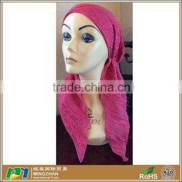 Pink lace embellished hair covering Pre Tied Head scarf and hat