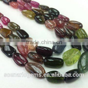 #CNM Natural Multi-Color Plain Tumble Gemstone beads Tourmaline Necklace