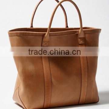 tanned leather tote bag