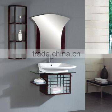 Tempered Glass Counter Wooden Bath Vanity