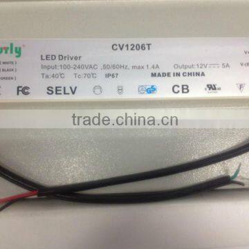 UL 12V/24V 60W Aluminum IP67 LED Driver