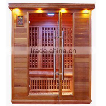 3 person Canadian Red Cedar sauna room with carbon fiber heater and tourmaline stone