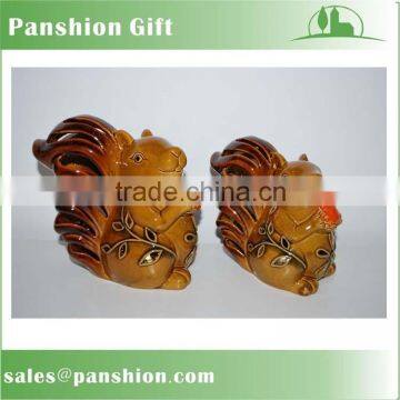 Festival harvest ceramic squirrel with LED light