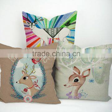 Best-selling Deer Printed Custom Plain Linen Cotton Pillow Cover photo-3