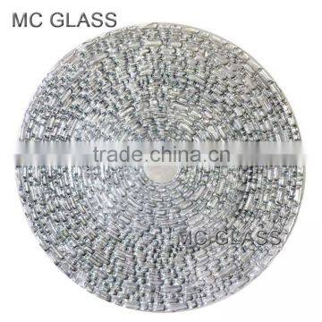 Hot Selling Cheap Plates Wedding Gold Silver Square Design Glass Charger Plate Wholesale