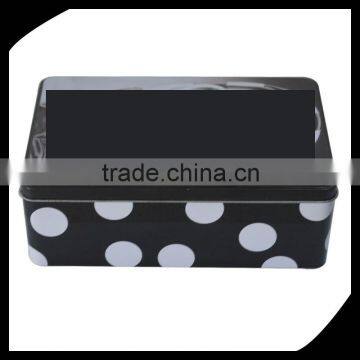 White and black metal tin box/Rectangular tin box/tin box with sliding lid