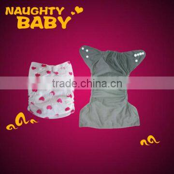 Reusable One Size fits all snap charcoal bamboo MINKY Baby Cloth Diaper