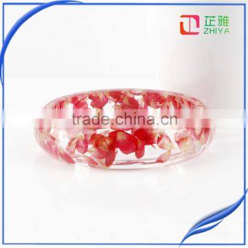 2016 Handmade High-bright Pressed Rose Flower Petal Resin Bangle for Women photo-4