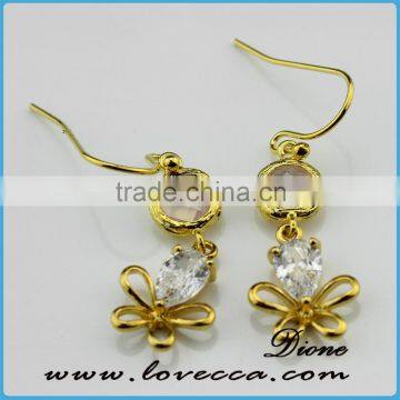 Mixed Faceted Crystal Glass Gem stone Earrings Charm Long Drop earring