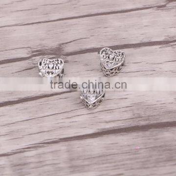 Hole size about 5.0mm Antique Silver Plated MOM Heart Big Hole Beads fit bracelet DIY Necklace