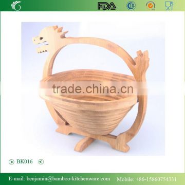 2015 Hot Sale Folding Chinese Dragon Shape Bamboo Basket For Food&Fruit