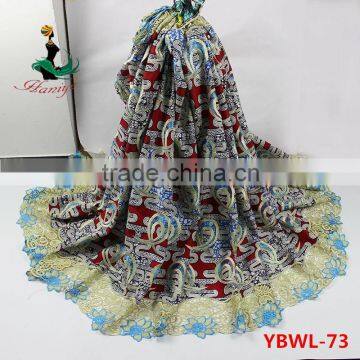 Haniye YBWL-73 Lastest design 2016 african wax mix lace fabric ankara wax with lace for party