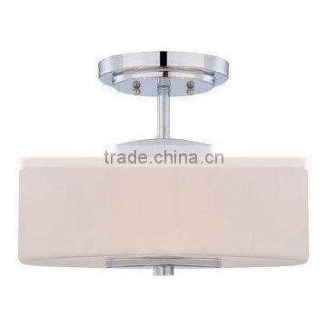 Polished Chrome Semi-Flush Mount Ceiling Fixture With Oval Glass Shade photo-2
