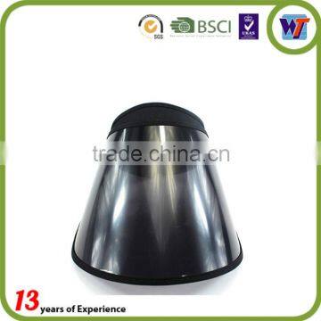 Black cheap UV protection PVC Plastic caps Long Brim Sun Visor hats