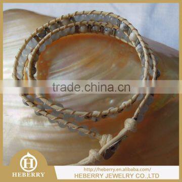 elegant braided leather bracelet wholesale with crystal bead