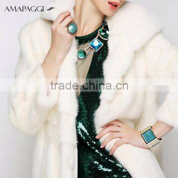 Factory Diectly Sale White Mink Fur Coat Wholesale photo-3