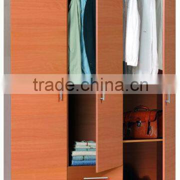 oak 3 door wardrobe with 2 drawer in bedroom