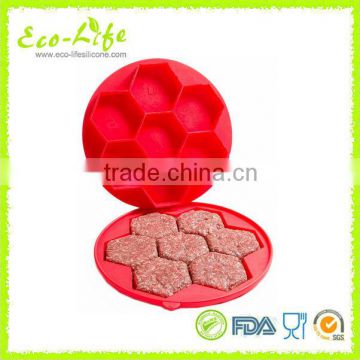 Wholesale BPA free Food grade 7 cavity Silicone Hamburger Mould, Silicone Burger Press Maker