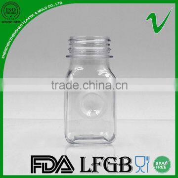 Hot sale empty clear 100ml square PET bottle for juice packaging